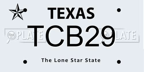TCB29 Texas License Plate