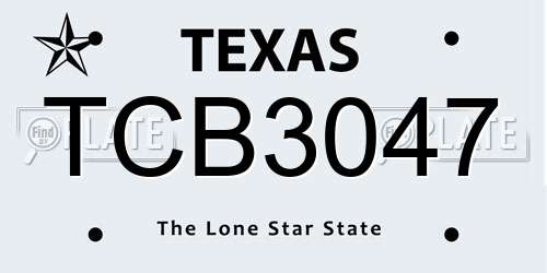 TCB3047 Texas License Plate