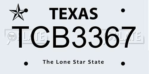 TCB3367 Texas License Plate