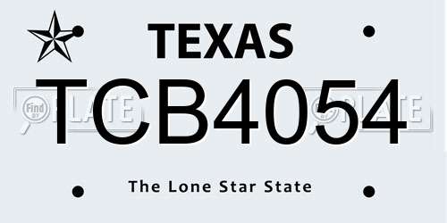 TCB4054 Texas License Plate