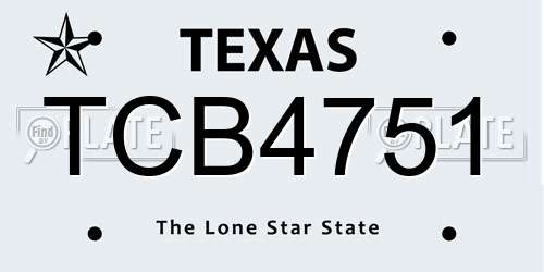TCB4751 Texas License Plate