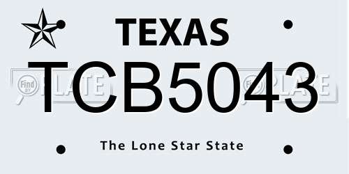 TCB5043 Texas License Plate