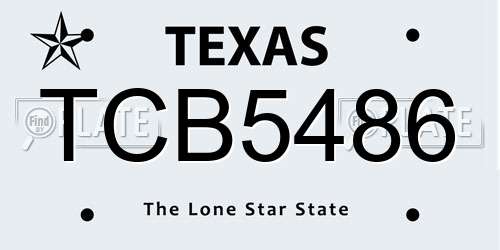 TCB5486 Texas License Plate