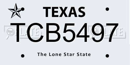 TCB5497 Texas License Plate