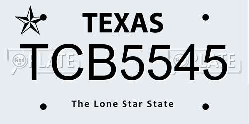 TCB5545 Texas License Plate