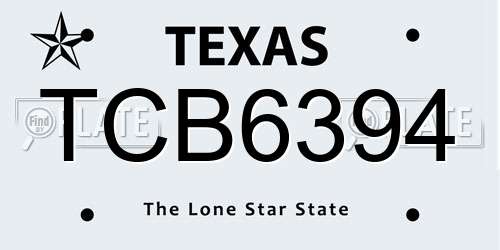 TCB6394 Texas License Plate