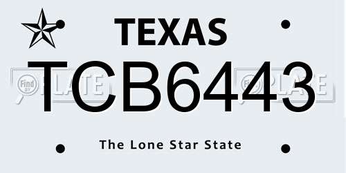 TCB6443 Texas License Plate