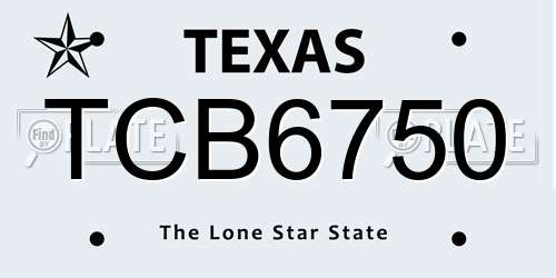 TCB6750 Texas License Plate