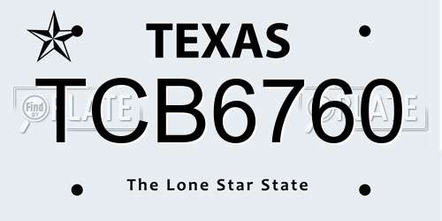 TCB6760 Texas License Plate
