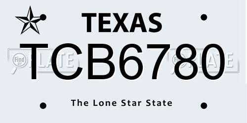 TCB6780 Texas License Plate