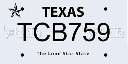 TCB759 Texas License Plate