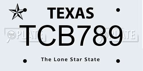 TCB789 Texas License Plate