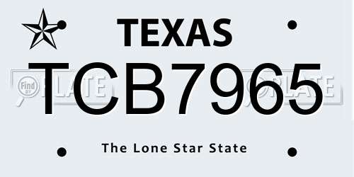 TCB7965 Texas License Plate