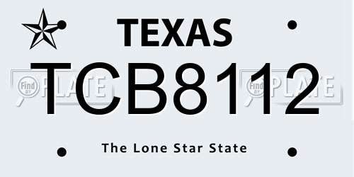 TCB8112 Texas License Plate