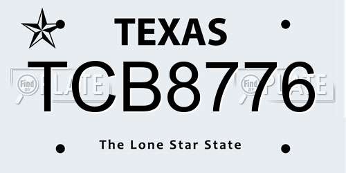 TCB8776 Texas License Plate