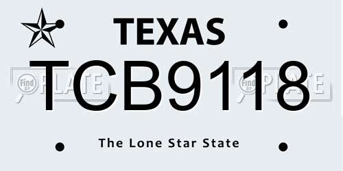 TCB9118 Texas License Plate