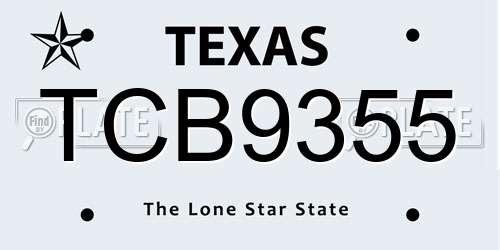 TCB9355 Texas License Plate