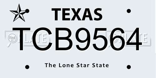 TCB9564 Texas License Plate