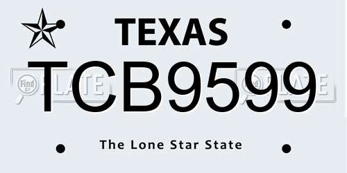 TCB9599 Texas License Plate