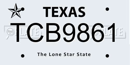 TCB9861 Texas License Plate