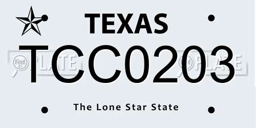 TCC0203 Texas License Plate