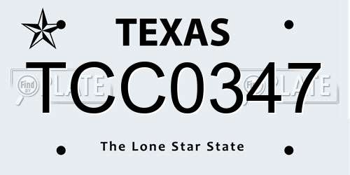 TCC0347 Texas License Plate