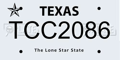 TCC2086 Texas License Plate