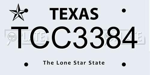 TCC3384 Texas License Plate