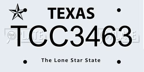 TCC3463 Texas License Plate