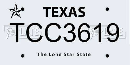 TCC3619 Texas License Plate