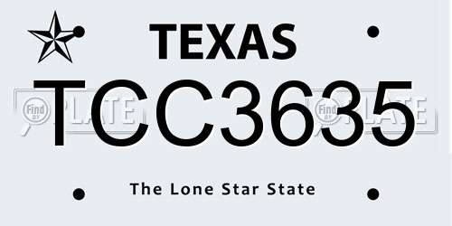 TCC3635 Texas License Plate