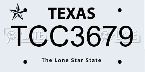 TCC3679 Texas License Plate