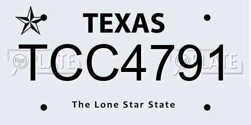 TCC4791 Texas License Plate