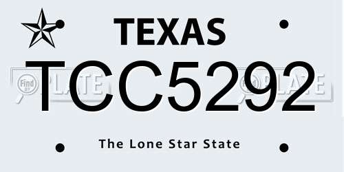 TCC5292 Texas License Plate