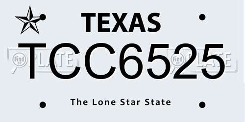 TCC6525 Texas License Plate