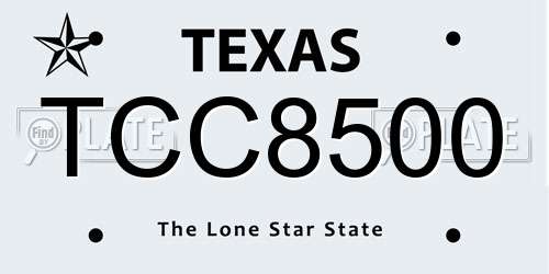 TCC8500 Texas License Plate