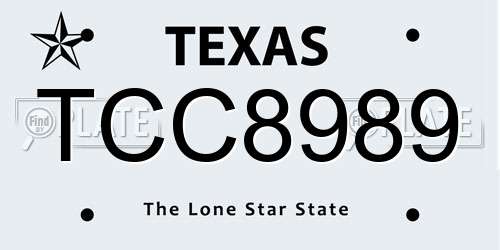 TCC8989 Texas License Plate