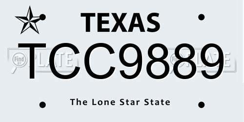 TCC9889 Texas License Plate