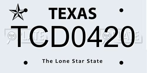 TCD0420 Texas License Plate