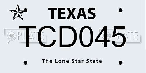 TCD045 Texas License Plate