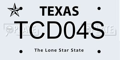 TCD04S Texas License Plate