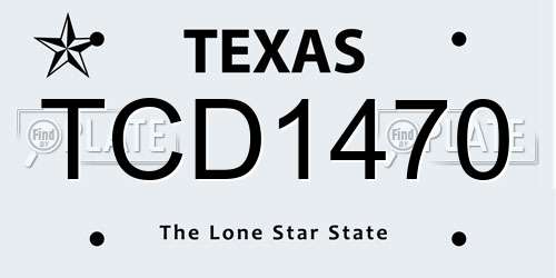 TCD1470 Texas License Plate