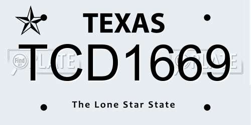 TCD1669 Texas License Plate