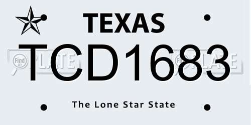 TCD1683 Texas License Plate