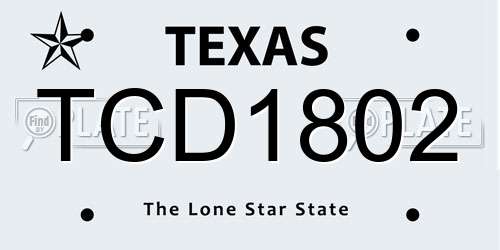TCD1802 Texas License Plate