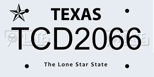 TCD2066 Texas License Plate