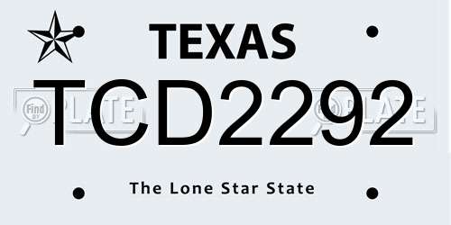 TCD2292 Texas License Plate