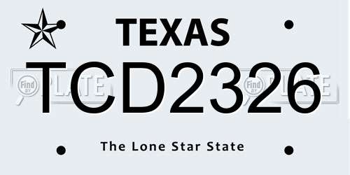 TCD2326 Texas License Plate