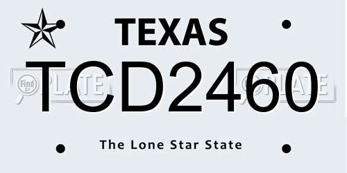 TCD2460 Texas License Plate