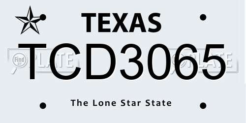TCD3065 Texas License Plate